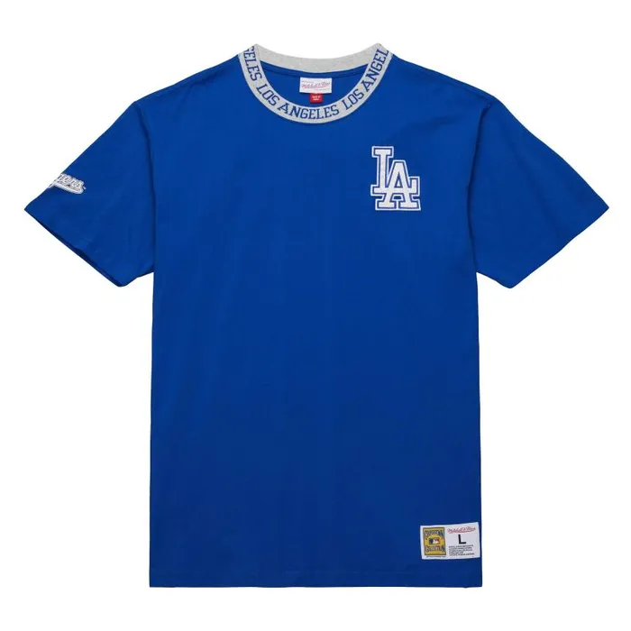 Mitchell and Ness Jacquard Ringer SS Tee Vintage Logo Los Angeles Dodgers Men TShirts and Tops Mitchell and Ness Jacquard Ringer SS Tee Vintage Logo Los Angeles Dodgers Men TShirts and Tops