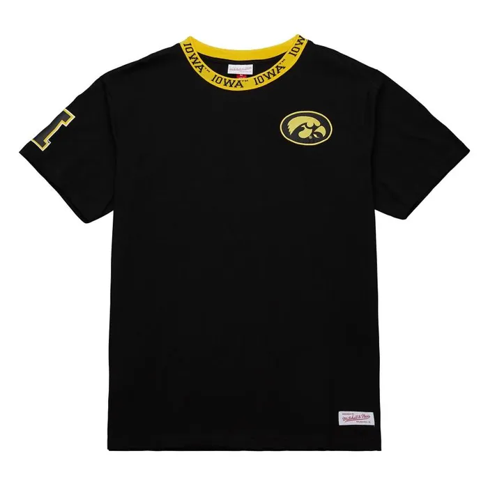 Mitchell and Ness Jaquard Ringer SS Tee Current Logo University Of Iowa Men TShirts and Tops Mitchell and Ness Jaquard Ringer SS Tee Current Logo University Of Iowa Men TShirts and Tops