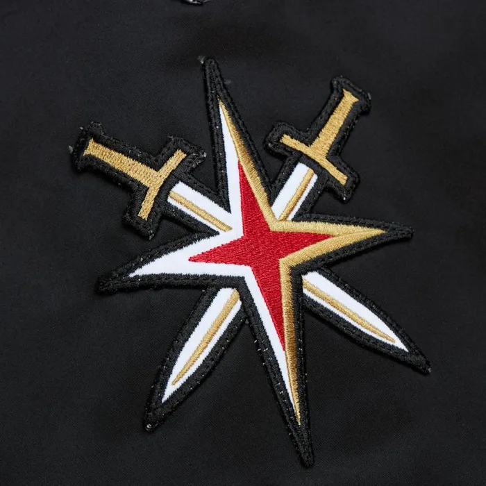 Mitchell and Ness Lightweight Satin Bomber Current Logo Vegas Golden Knights Men Jackets and Outerwear Mitchell and Ness Lightweight Satin Bomber Current Logo Vegas Golden Knights Men Jackets and Outerwear