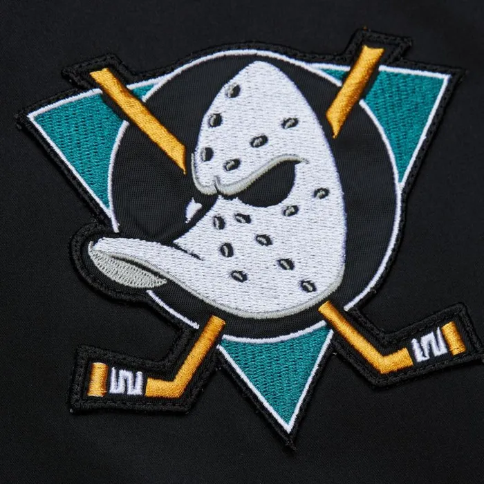 Mitchell and Ness Lightweight Satin Bomber Vintage Logo Anaheim Ducks Men Jackets and Outerwear Mitchell and Ness Lightweight Satin Bomber Vintage Logo Anaheim Ducks Men Jackets and Outerwear