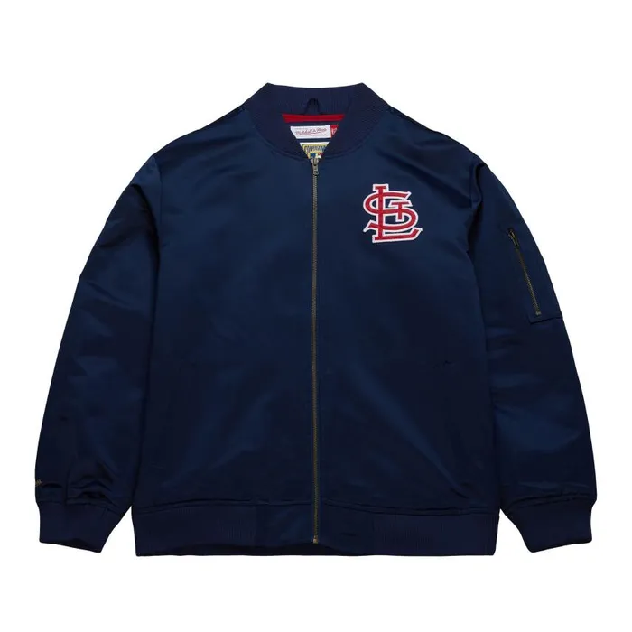 Mitchell and Ness Lightweight Satin Bomber Vintage Logo St Louis Cardinals Men Jackets and Outerwear Mitchell and Ness Lightweight Satin Bomber Vintage Logo St Louis Cardinals Men Jackets and Outerwear