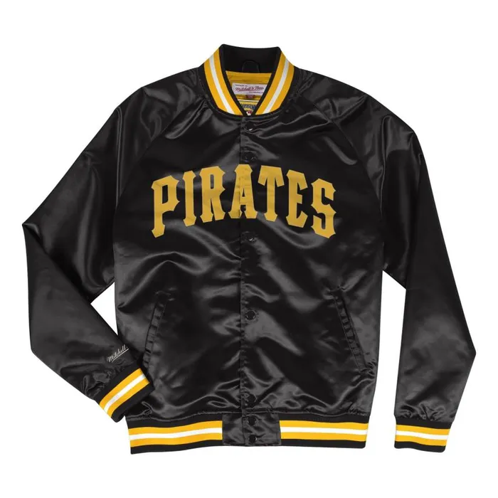 Mitchell and Ness Lightweight Satin Jacket Pittsburgh Pirates Men Jackets and Outerwear Mitchell and Ness Lightweight Satin Jacket Pittsburgh Pirates Men Jackets and Outerwear