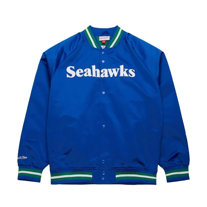 Mitchell and Ness Lightweight Satin Jacket Seattle Seahawks Men Jackets and Outerwear Mitchell and Ness Lightweight Satin Jacket Seattle Seahawks Men Jackets and Outerwear