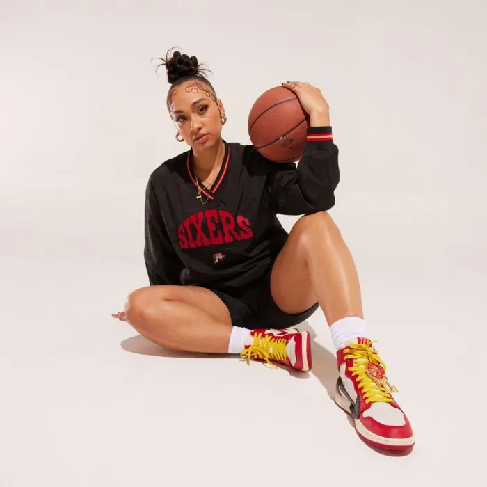 Mitchell and Ness MandN X Melody Ehsani Shooting Shirt Philadelphia 76ers Women TShirts and Tops Mitchell and Ness MandN X Melody Ehsani Shooting Shirt Philadelphia 76ers Women TShirts and Tops