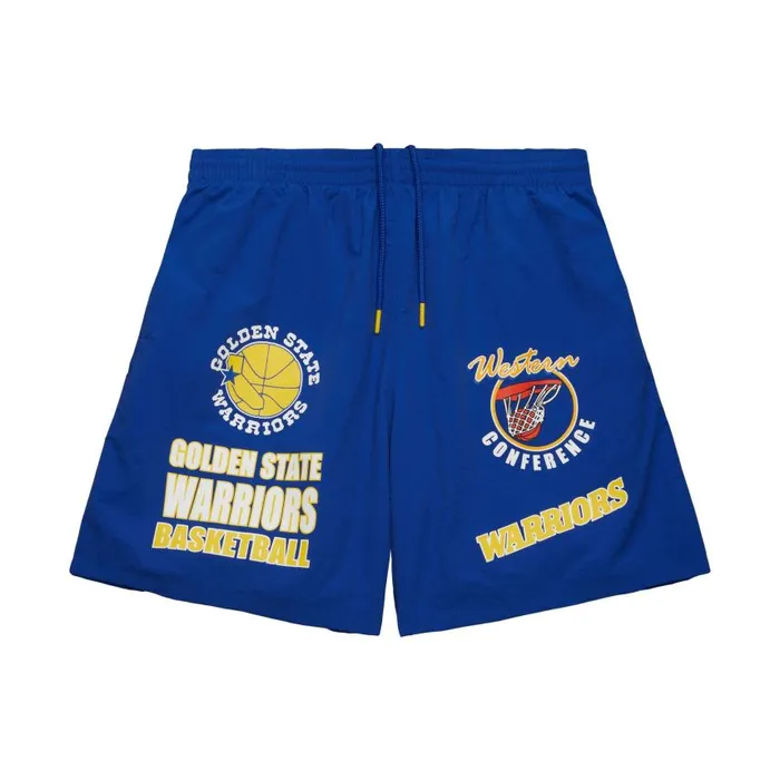 Mitchell and Ness Multi Hit Nylon Shorts Vintage Logo Golden State Warriors Men Shorts Mitchell and Ness Multi Hit Nylon Shorts Vintage Logo Golden State Warriors Men Shorts