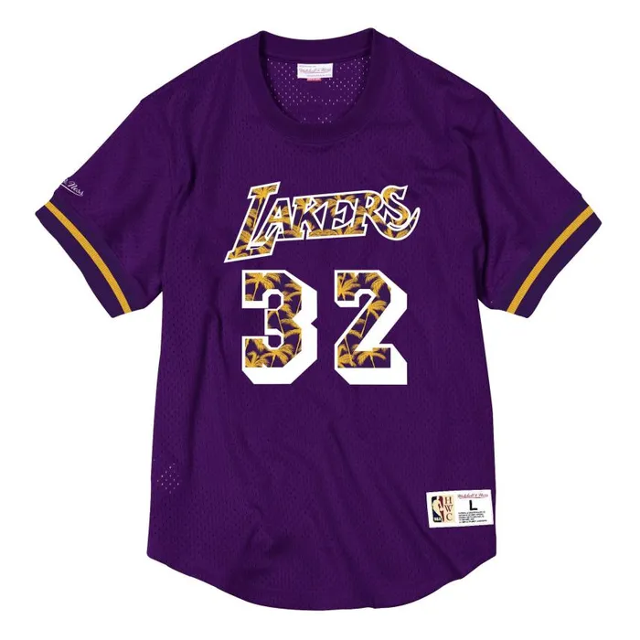 Mitchell and Ness Name and Number Mesh Crewneck Los Angeles Lakers Magic Johnson Men TShirts and Tops Mitchell and Ness Name and Number Mesh Crewneck Los Angeles Lakers Magic Johnson Men TShirts and Tops