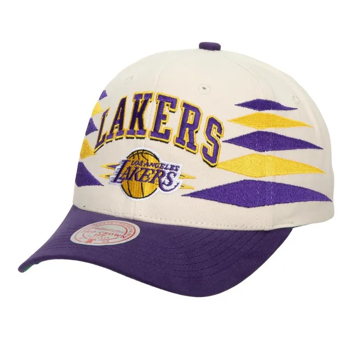 Mitchell and Ness Off White Diamond Pro Snapback Los Angeles Lakers Men Hats and Headwear Mitchell and Ness Off White Diamond Pro Snapback Los Angeles Lakers Men Hats and Headwear