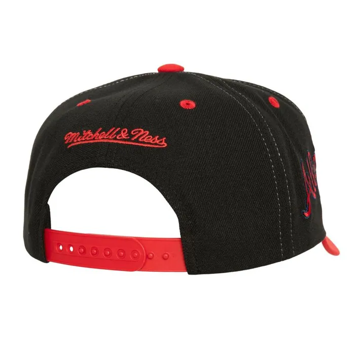 Mitchell and Ness Overbite Pro Snapback Atlanta Braves Men Hats and Headwear Mitchell and Ness Overbite Pro Snapback Atlanta Braves Men Hats and Headwear