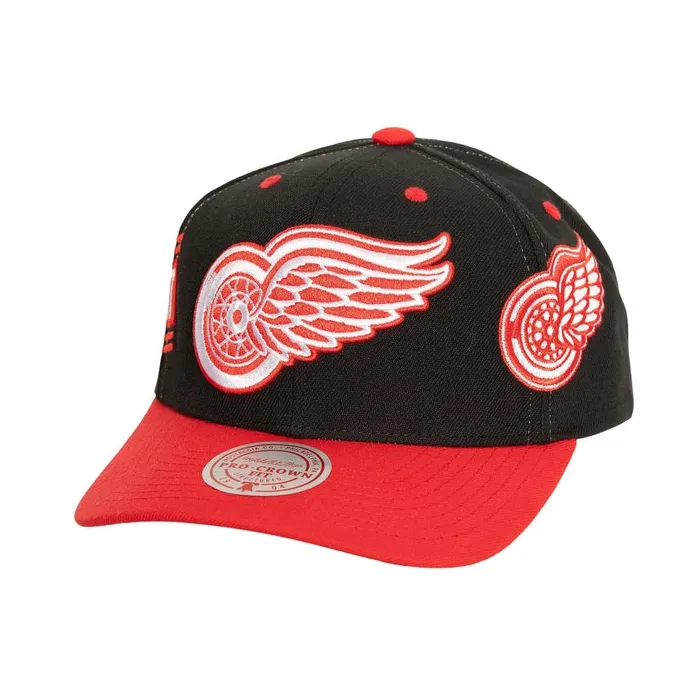 Mitchell and Ness Overbite Pro Snapback Vntg Detroit Red Wings Men Hats and Headwear Mitchell and Ness Overbite Pro Snapback Vntg Detroit Red Wings Men Hats and Headwear