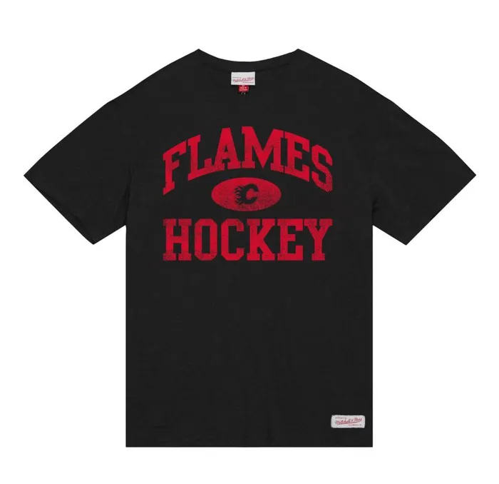 Mitchell and Ness Powerplay SS Slub Tee Calgary Flames Men TShirts and Tops