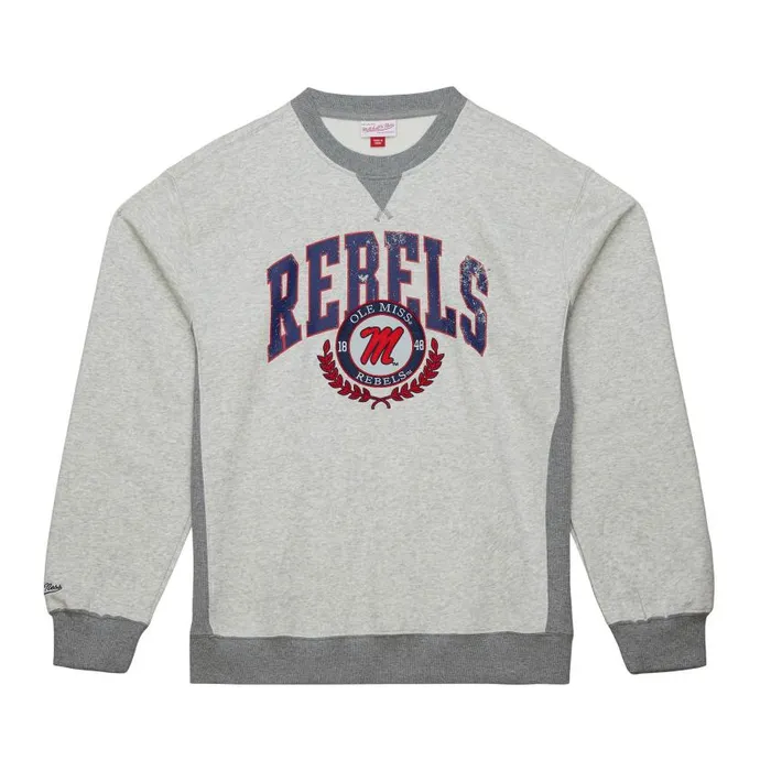 Mitchell and Ness Premium Fleece Crew Current Logo University Of Mississippi Men Hoodies and Sweatshirts Mitchell and Ness Premium Fleece Crew Current Logo University Of Mississippi Men Hoodies and Sweatshirts