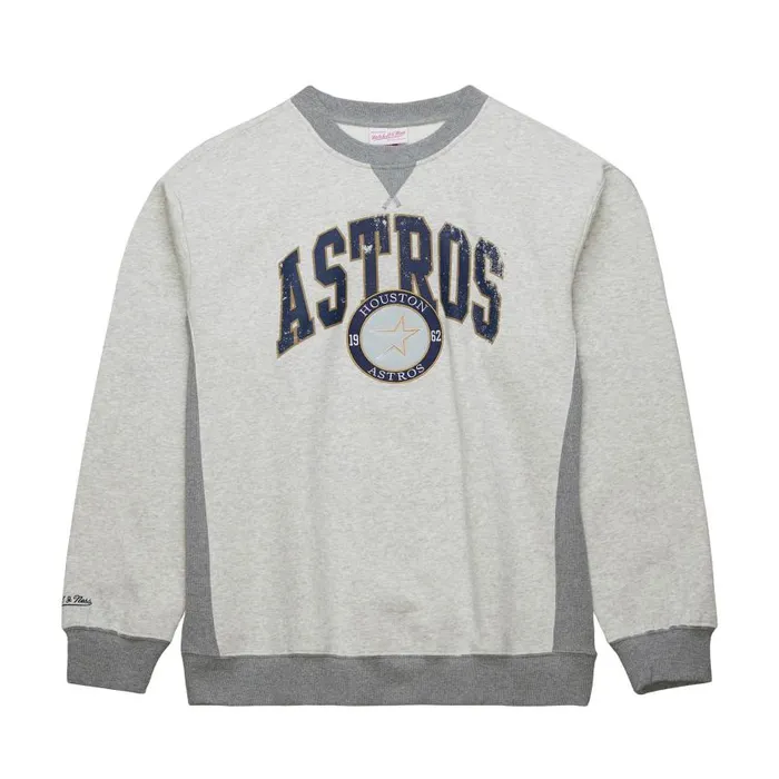 Mitchell and Ness Premium Fleece Crew Vintage Logo Houston Astros Men Hoodies and Sweatshirts Mitchell and Ness Premium Fleece Crew Vintage Logo Houston Astros Men Hoodies and Sweatshirts