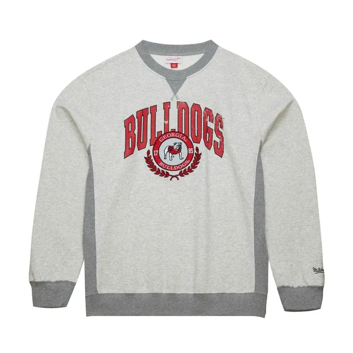 Mitchell and Ness Premium Fleece Crew Vintage Logo University Of Georgia Men Hoodies and Sweatshirts Mitchell and Ness Premium Fleece Crew Vintage Logo University Of Georgia Men Hoodies and Sweatshirts