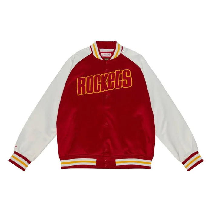 Mitchell and Ness Primetime Lightweight Satin Jacket Houston Rockets Men Jackets and Outerwear Mitchell and Ness Primetime Lightweight Satin Jacket Houston Rockets Men Jackets and Outerwear