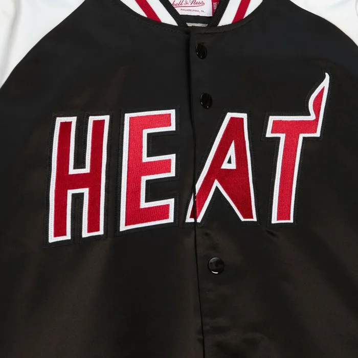 Mitchell and Ness Primetime Lightweight Satin Jacket Miami Heat Men Jackets and Outerwear Mitchell and Ness Primetime Lightweight Satin Jacket Miami Heat Men Jackets and Outerwear