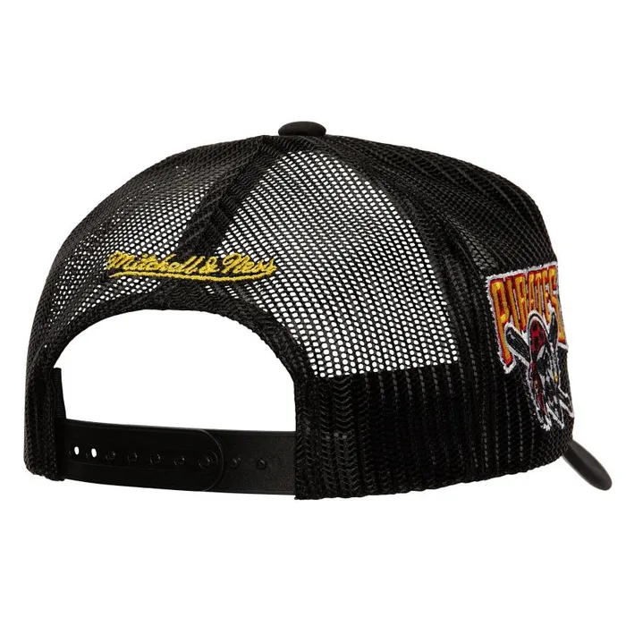 Mitchell and Ness Script Trucker Pittsburgh Pirates Men Hats and Headwear Mitchell and Ness Script Trucker Pittsburgh Pirates Men Hats and Headwear