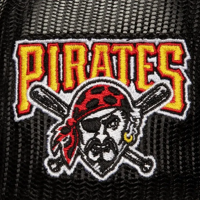 Mitchell and Ness Script Trucker Pittsburgh Pirates Men Hats and Headwear Mitchell and Ness Script Trucker Pittsburgh Pirates Men Hats and Headwear