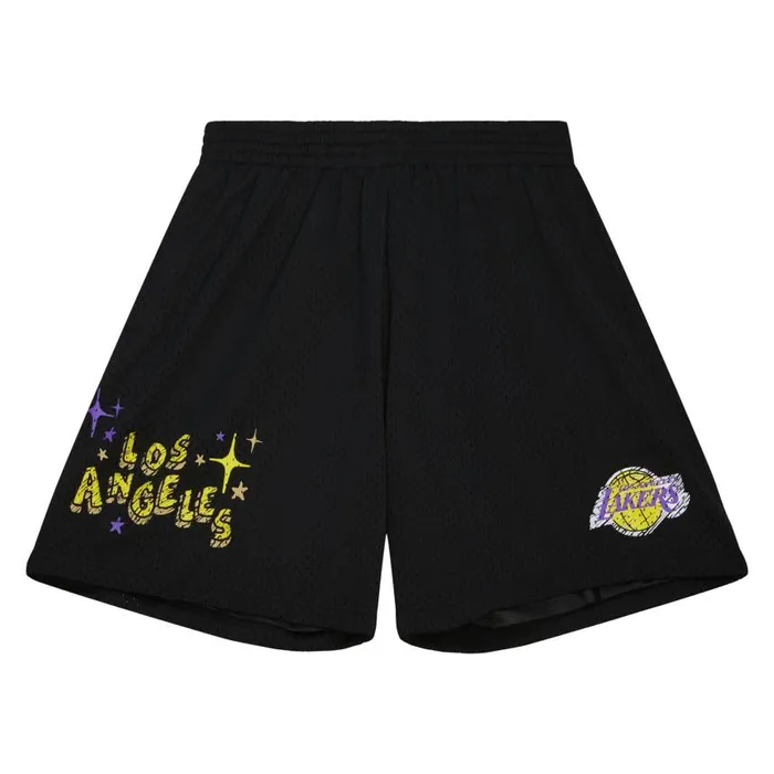 Mitchell and Ness Sidewalk Sketch Shorts HWC Los Angeles Lakers Men Shorts