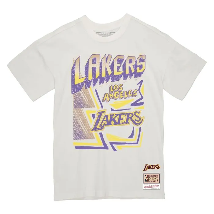 Mitchell and Ness Sidewalk Sketch Tee Los Angeles Lakers Men TShirts and Tops Mitchell and Ness Sidewalk Sketch Tee Los Angeles Lakers Men TShirts and Tops