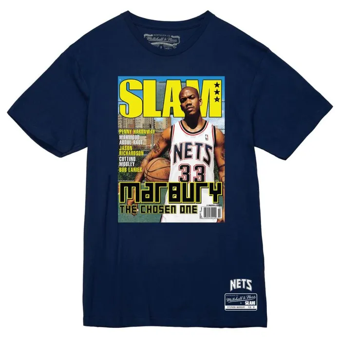 Mitchell and Ness Slam Cover New Jersey Nets Stephon Marbury Men TShirts and Tops