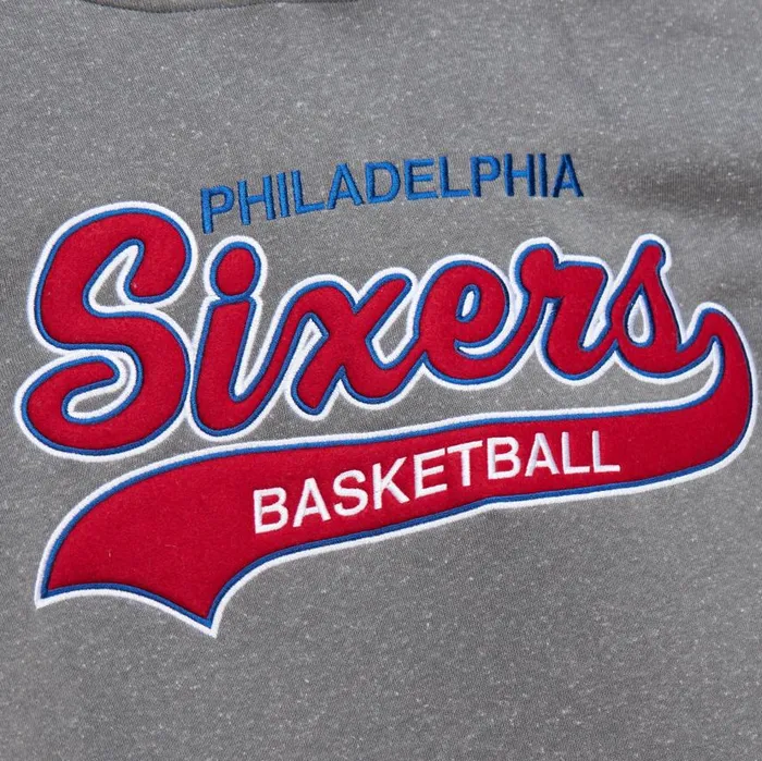 Mitchell and Ness Snow Washed Fleece Hoodie Vintage Logo Philadelphia 76ers Men Hoodies and Sweatshirts Mitchell and Ness Snow Washed Fleece Hoodie Vintage Logo Philadelphia 76ers Men Hoodies and Sweatshirts