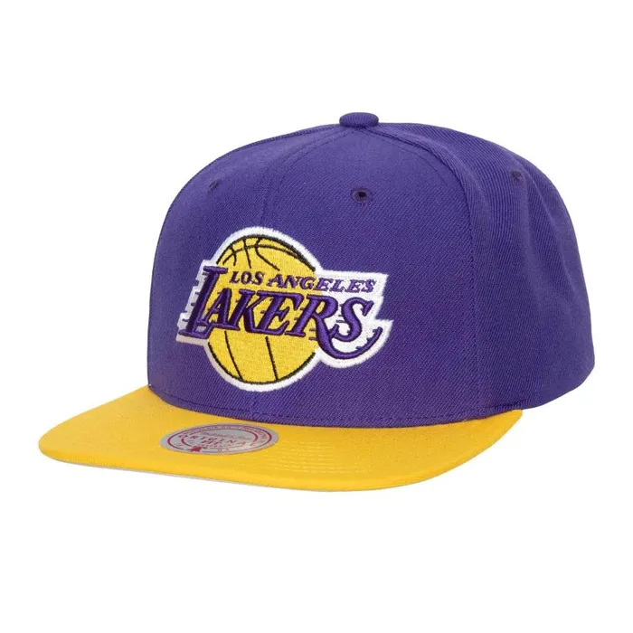 Mitchell and Ness Team 2 Tone 20 Snapback Los Angeles Lakers Men Hats and Headwear Mitchell and Ness Team 2 Tone 20 Snapback Los Angeles Lakers Men Hats and Headwear