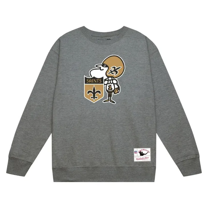 Mitchell and Ness Team Basic 2 Crew New Orleans Saints Men Hoodies and Sweatshirts Mitchell and Ness Team Basic 2 Crew New Orleans Saints Men Hoodies and Sweatshirts