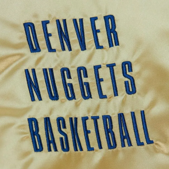 Mitchell and Ness Team OG 20 Lightweight Satin Jacket Vintage Logo Denver Nuggets Men Jackets and Outerwear Mitchell and Ness Team OG 20 Lightweight Satin Jacket Vintage Logo Denver Nuggets Men Jackets and Outerwear