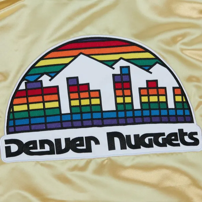 Mitchell and Ness Team OG 20 Lightweight Satin Jacket Vintage Logo Denver Nuggets Men Jackets and Outerwear Mitchell and Ness Team OG 20 Lightweight Satin Jacket Vintage Logo Denver Nuggets Men Jackets and Outerwear