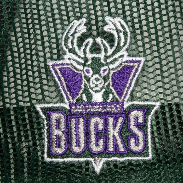 Mitchell and Ness Team Seal Trucker Snapback HWC Milwaukee Bucks Men Hats and Headwear Mitchell and Ness Team Seal Trucker Snapback HWC Milwaukee Bucks Men Hats and Headwear
