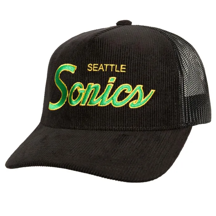 Mitchell and Ness Times Up Trucker HWC Seattle Supersonics Men Hats and Headwear Mitchell and Ness Times Up Trucker HWC Seattle Supersonics Men Hats and Headwear
