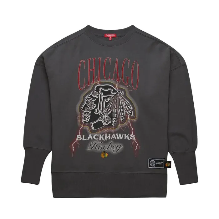 Mitchell and Ness Women039s Logo Lightweight Crew 40 Chicago Blackhawks Women Hoodies and Sweatshirts Mitchell and Ness Women039s Logo Lightweight Crew 40 Chicago Blackhawks Women Hoodies and Sweatshirts