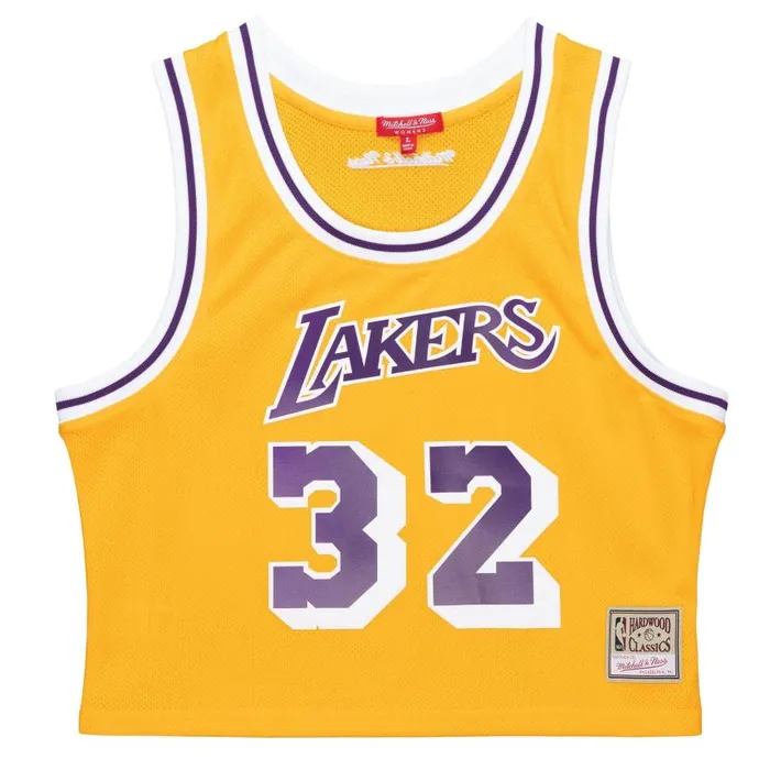 Mitchell and Ness Womens NandN Crop Tank Los Angeles Lakers 1984 Magic Johnson Women TShirts and Tops Mitchell and Ness Womens NandN Crop Tank Los Angeles Lakers 1984 Magic Johnson Women TShirts and Tops