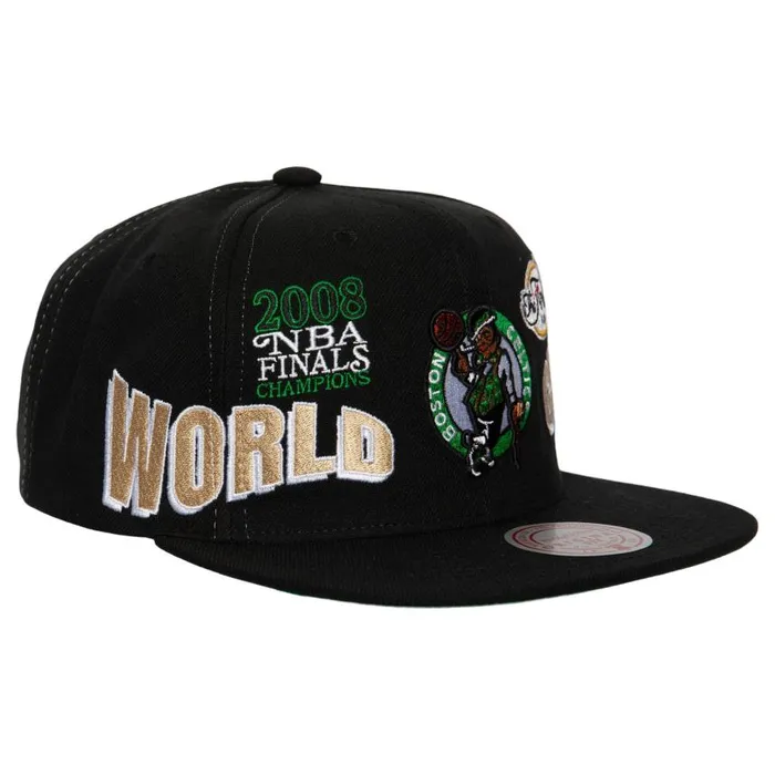 Mitchell and Ness World Champs Snapback Boston Celtics Men Hats and Headwear Mitchell and Ness World Champs Snapback Boston Celtics Men Hats and Headwear