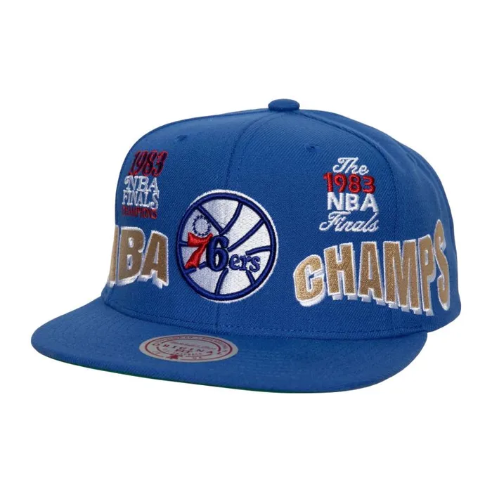 Mitchell and Ness World Champs Snapback HWC Philadelphia 76ers Men Hats and Headwear Mitchell and Ness World Champs Snapback HWC Philadelphia 76ers Men Hats and Headwear