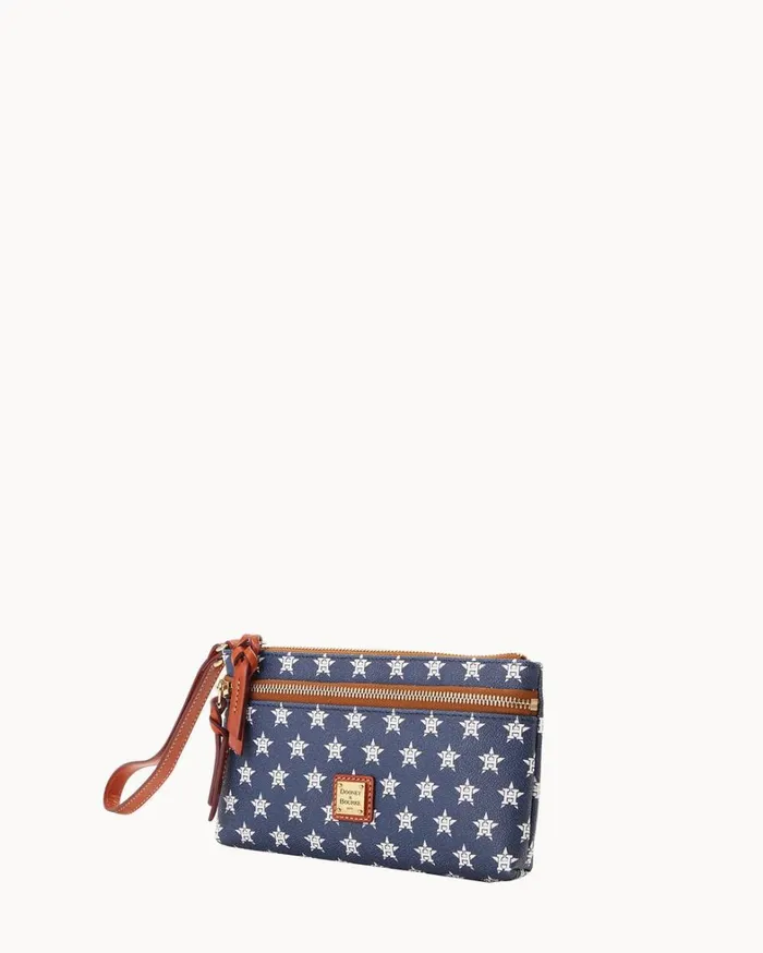 MLB Astros Double Zip Wristlet Astros Women Dooney and Bourke Wallets MLB Astros Double Zip Wristlet Astros Women Dooney and Bourke Wallets