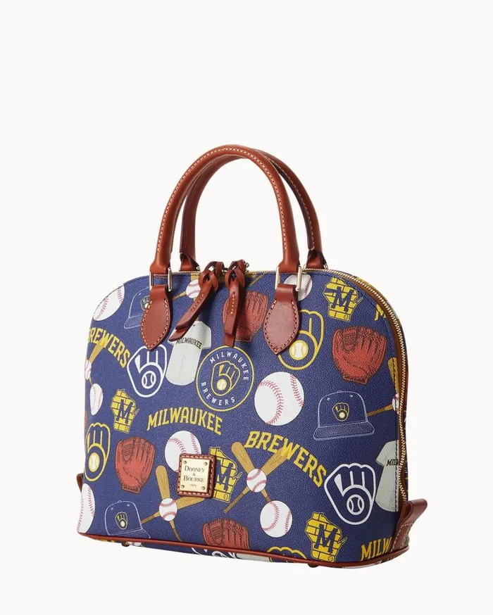 MLB Brewers Zip Zip Satchel Brewers Women Dooney and Bourke Satchels MLB Brewers Zip Zip Satchel Brewers Women Dooney and Bourke Satchels