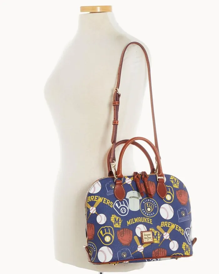 MLB Brewers Zip Zip Satchel Brewers Women Dooney and Bourke Satchels MLB Brewers Zip Zip Satchel Brewers Women Dooney and Bourke Satchels