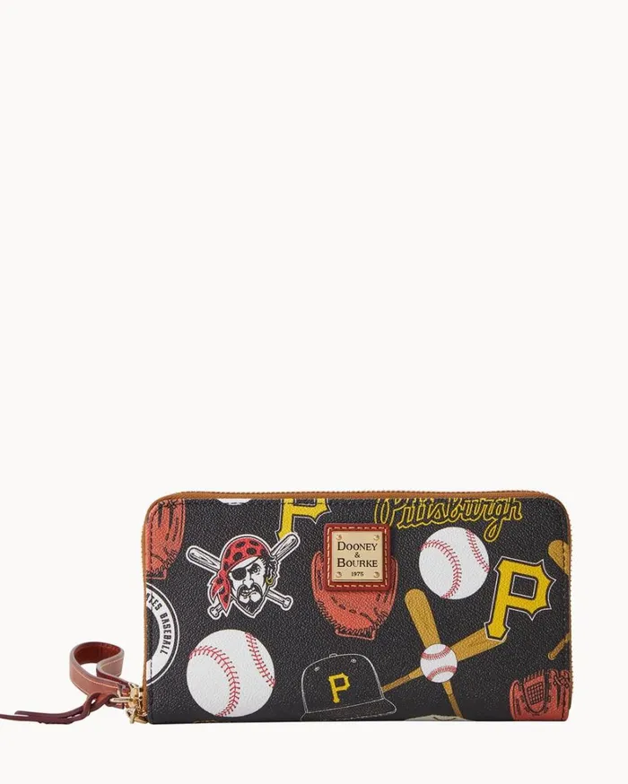 MLB Pirates Large Zip Around Wristlet Pirates Women Dooney and Bourke Wallets MLB Pirates Large Zip Around Wristlet Pirates Women Dooney and Bourke Wallets