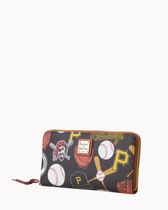 MLB Pirates Large Zip Around Wristlet Pirates Women Dooney and Bourke Wallets MLB Pirates Large Zip Around Wristlet Pirates Women Dooney and Bourke Wallets
