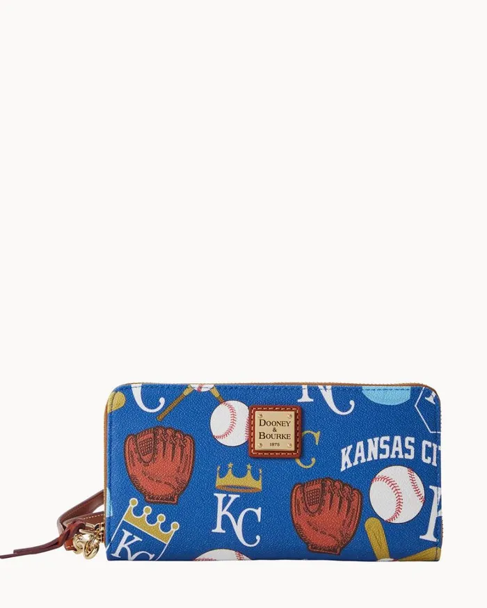 MLB Royals Large Zip Around Wristlet Royals Women Dooney and Bourke Wallets