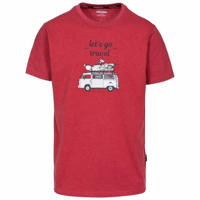 Motorway Printed Casual TShirt Red Marl Men Trespass TShirts