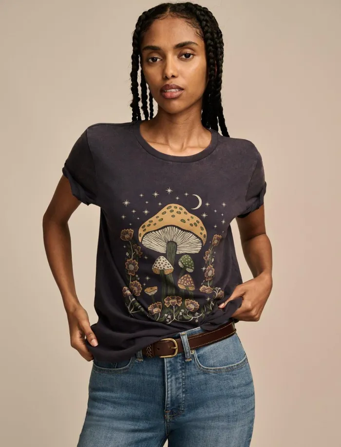 Mushroom Night Floral Classic Crew Blue Nights Women Lucky Brand Graphic Tees Mushroom Night Floral Classic Crew Blue Nights Women Lucky Brand Graphic Tees