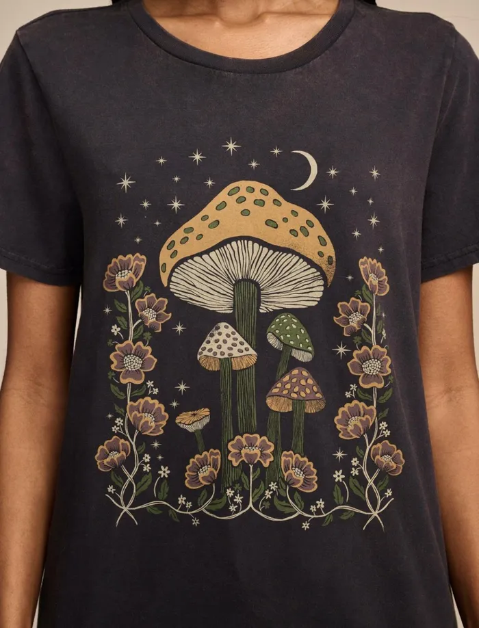 Mushroom Night Floral Classic Crew Blue Nights Women Lucky Brand Graphic Tees
