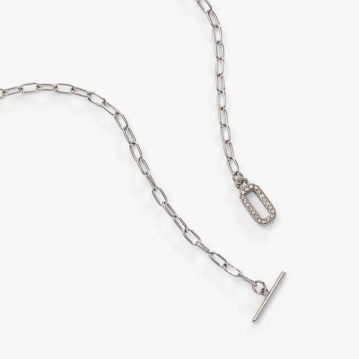 Necklaces Women Alex And Ani Crystal Pave Toggle Necklace Stainless Steel Silver