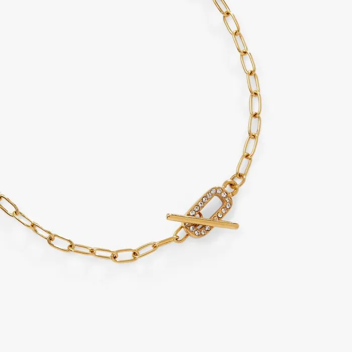 Necklaces Women Alex And Ani Crystal Pave Toggle Necklace Stainless Steel Silver