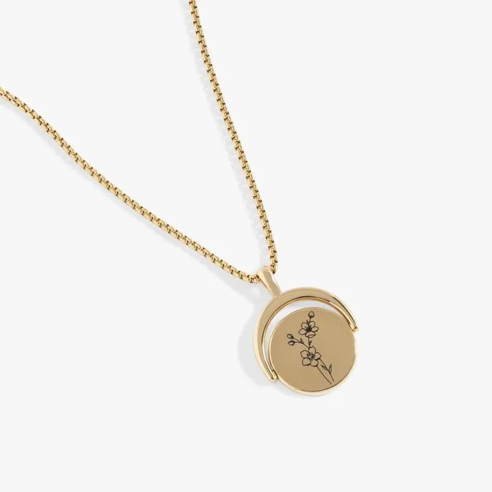Necklaces Women Alex And Ani March Birthstone And Flower Flip Charm Necklace Stainless Steel Gold