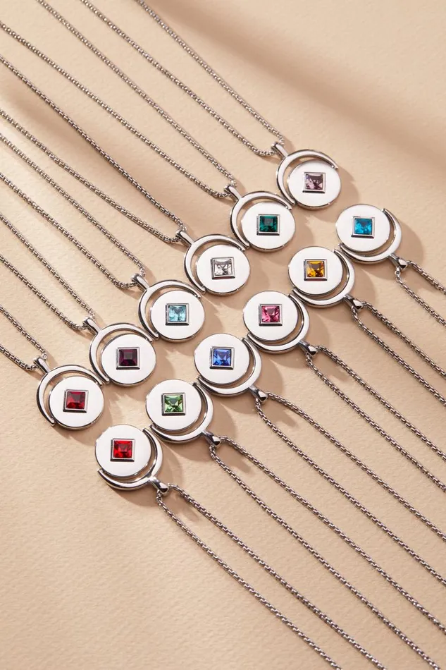 Necklaces Women Alex And Ani March Birthstone And Flower Flip Charm Necklace Stainless Steel Gold