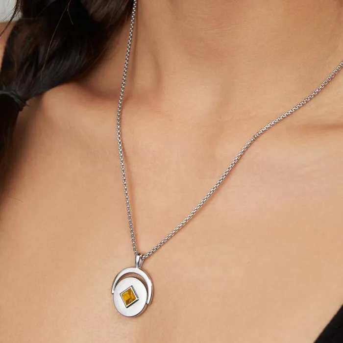 Necklaces Women Alex And Ani November Birthstone And Flower Flip Charm Necklace Stainless Steel Silver