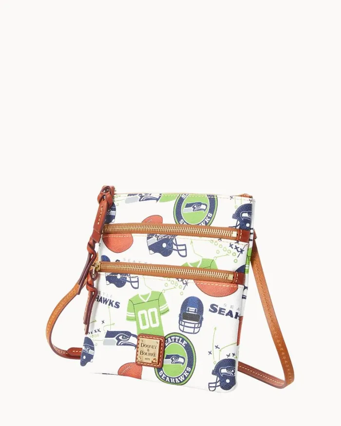 NFL Seahawks North South Triple Zip Crossbody Seahawks Women Dooney and Bourke Crossbodies NFL Seahawks North South Triple Zip Crossbody Seahawks Women Dooney and Bourke Crossbodies